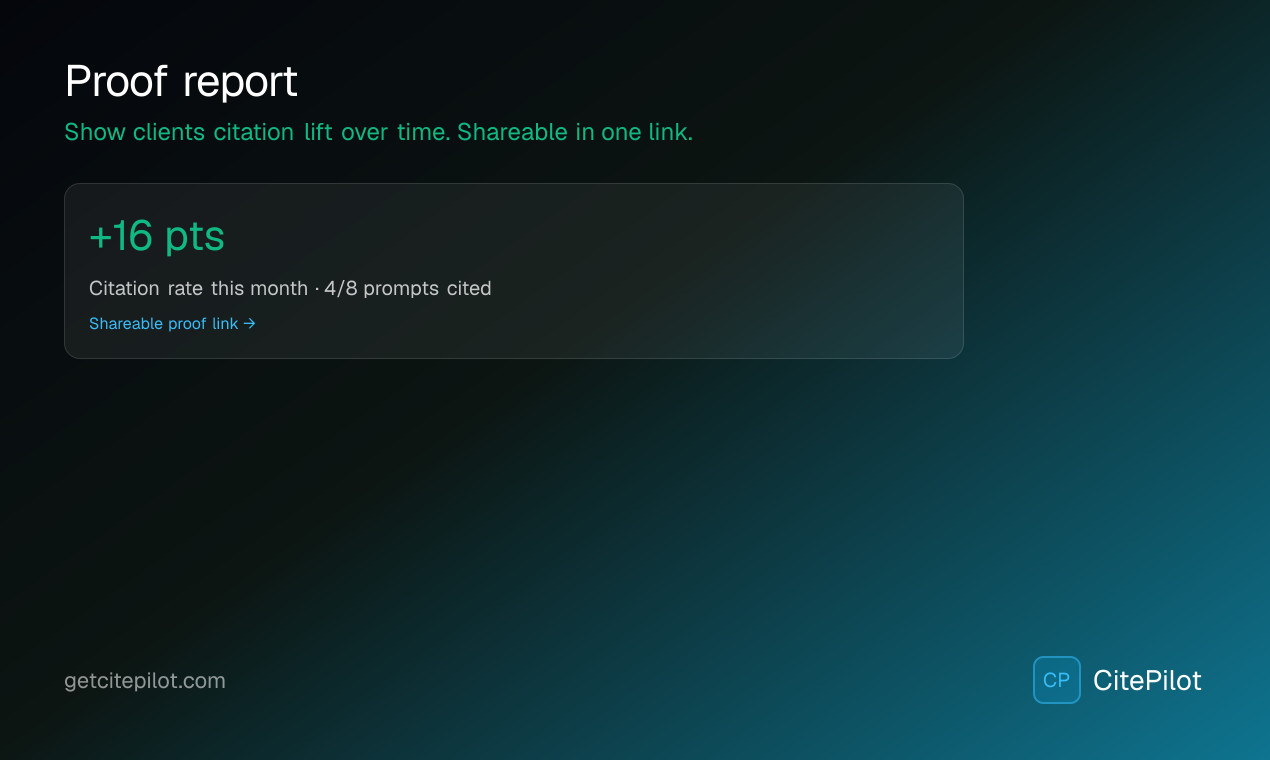 Proof report — share citation lift with clients in one link